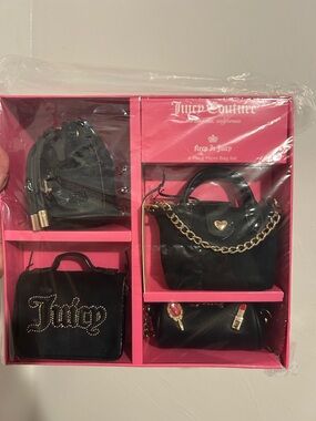 Juicy Couture Black Mini Bag Set with Gold Accents